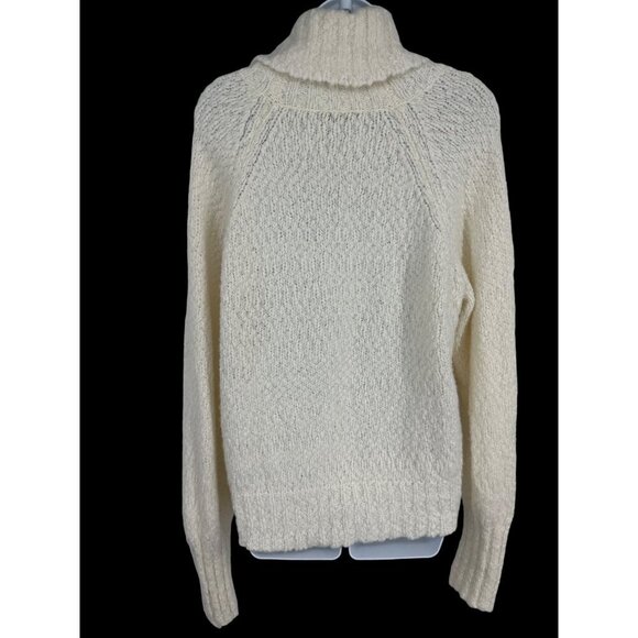 J Crew Womens Ivory Wool Alpaca Blend Chunky Knit Cowl Neck Sweater Size L - Picture 2 of 11